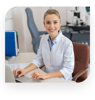 A crisp, professional stock photograph depicting a medical interaction, clinic interior, or therapeutic application context