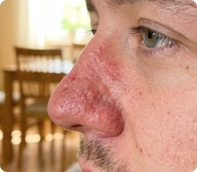 Side profile showing skin thickening and texture on the nose. title.phimosis.form